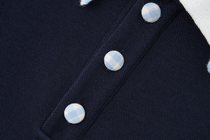 13DE MARZO Nighty Night Bear Long-Sleeve Polo Navy Blue