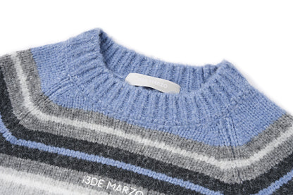 13DE MARZO Marzo Valley Colored Lines Sweater Blue