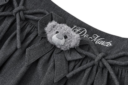 13DE MARZO Mini Bear Bow Blazer Skirt Grey
