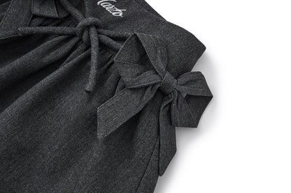 13DE MARZO Mini Bear Bow Blazer Skirt Grey