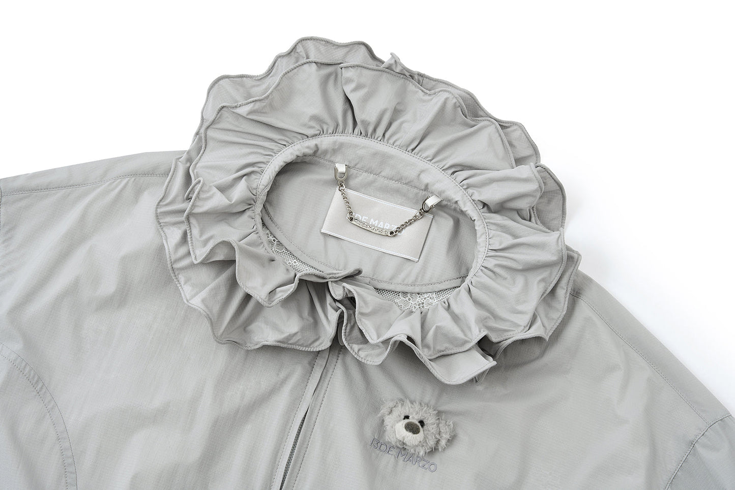 13DE MARZO Lace Collar Lightweight Jacket Grey