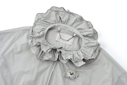 13DE MARZO Lace Collar Lightweight Jacket Grey
