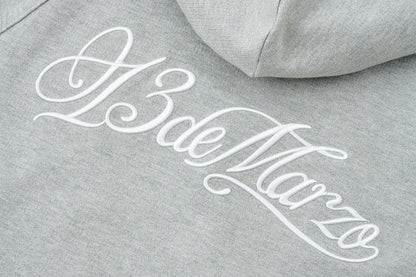 13DE MARZO Lace-Brim Pullover Hoodie Grey