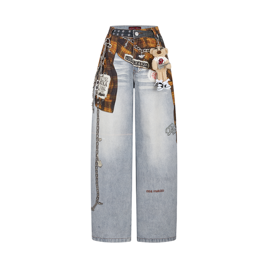13DE MARZO Rolling Stones Shirt Print Jeans Blue