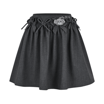 13DE MARZO Mini Bear Bow Blazer Skirt Grey