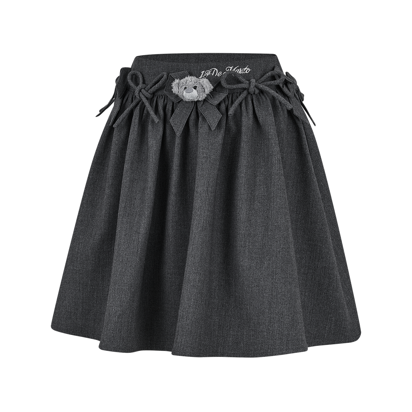 13DE MARZO Mini Bear Bow Blazer Skirt Grey