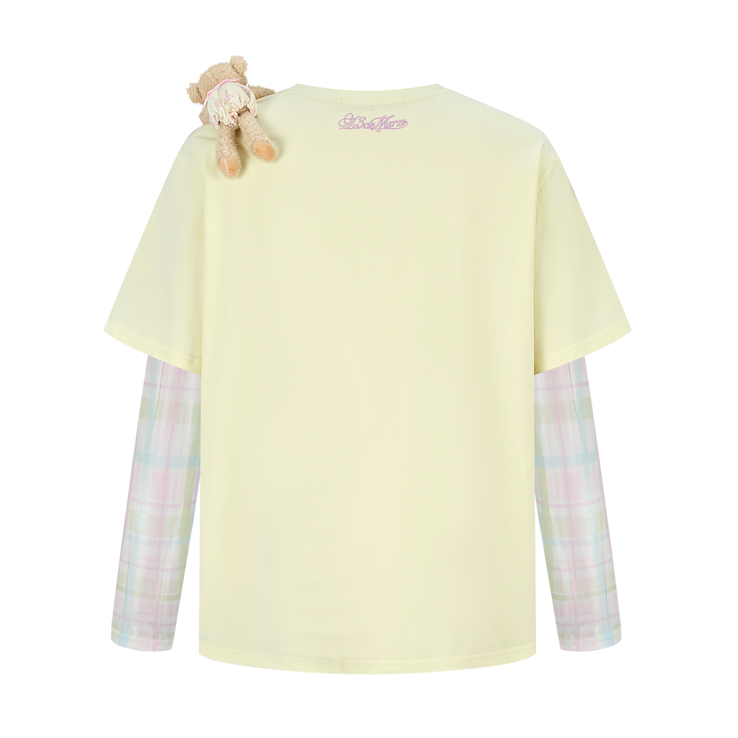 13DE MARZO Floral Appliqué Style Long Sleeve T-shirt Yellow
