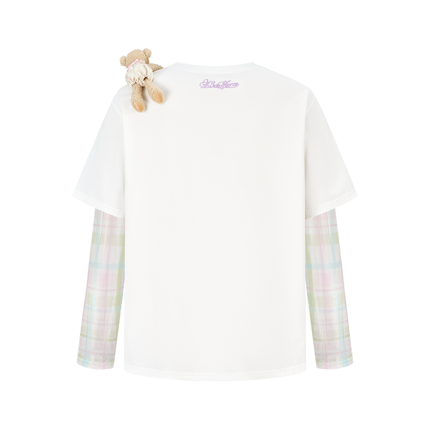 13DE MARZO Floral Appliqué Style Long Sleeve T-shirt White