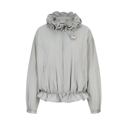 13DE MARZO Lace Collar Lightweight Jacket Grey