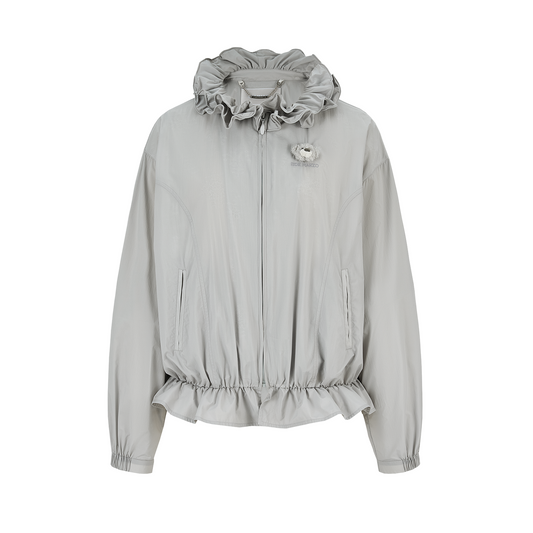 13DE MARZO Lace Collar Lightweight Jacket Grey