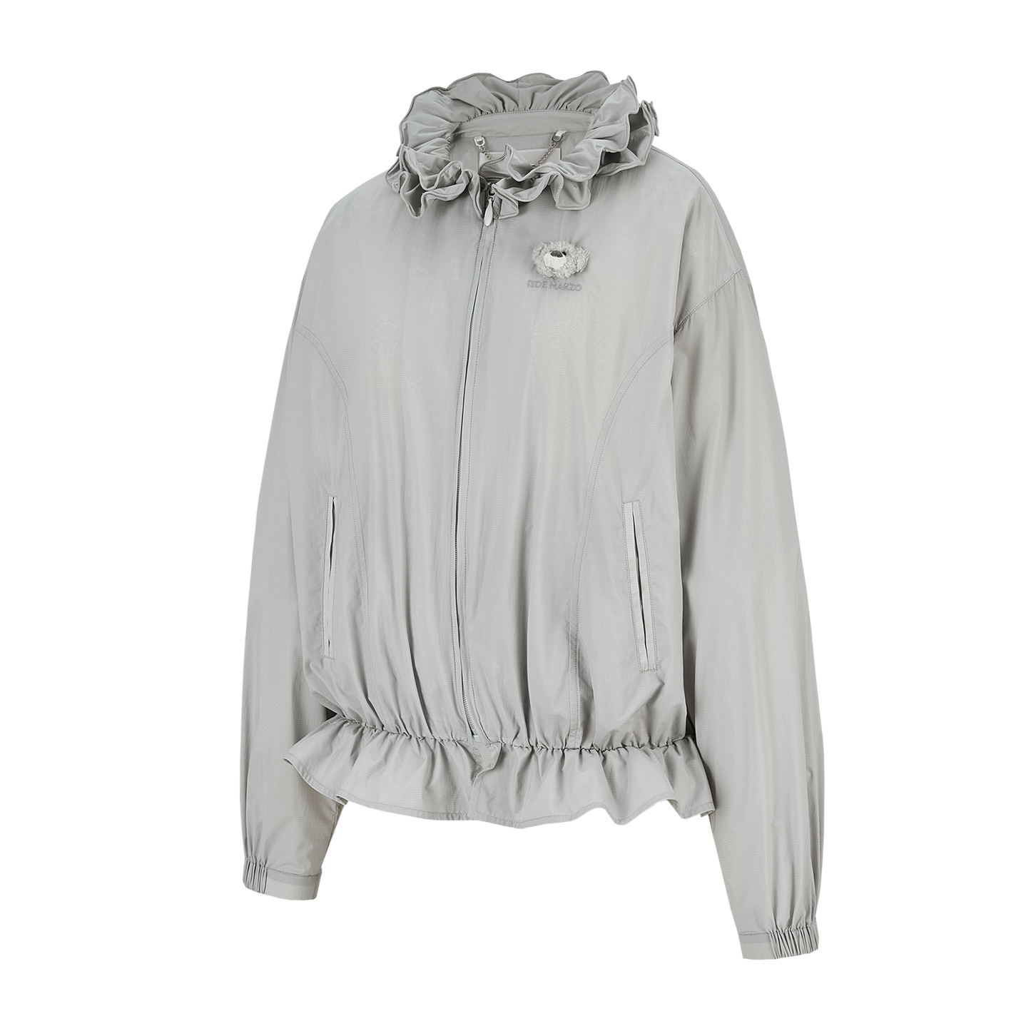 13DE MARZO Lace Collar Lightweight Jacket Grey