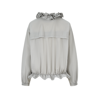 13DE MARZO Lace Collar Lightweight Jacket Grey