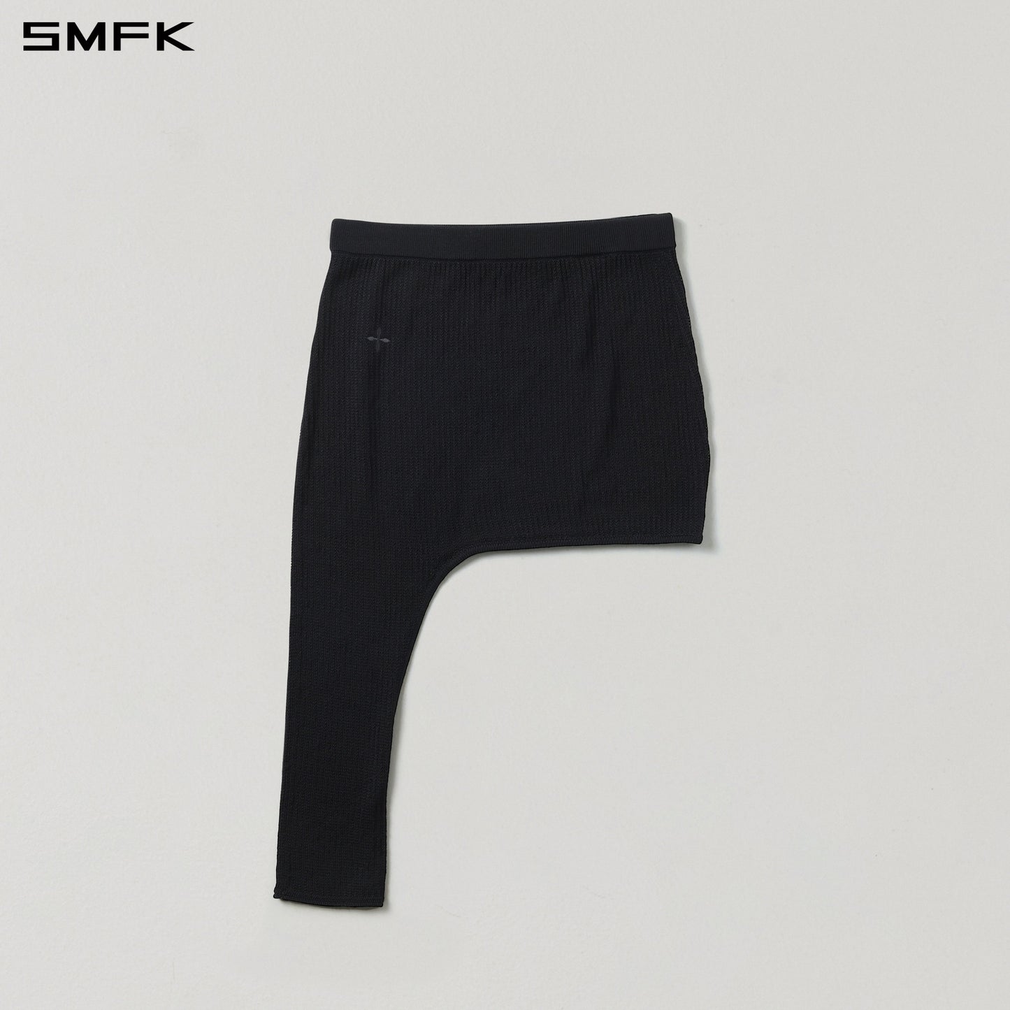 SMFK Myth Aeolus Asymmetry Knit Evening Short Dress Tencel+Silk Wild Black