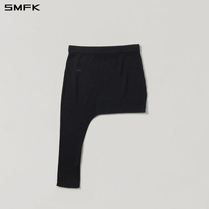 SMFK Myth Aeolus Asymmetry Knit Evening Short Dress Tencel+Silk Wild Black