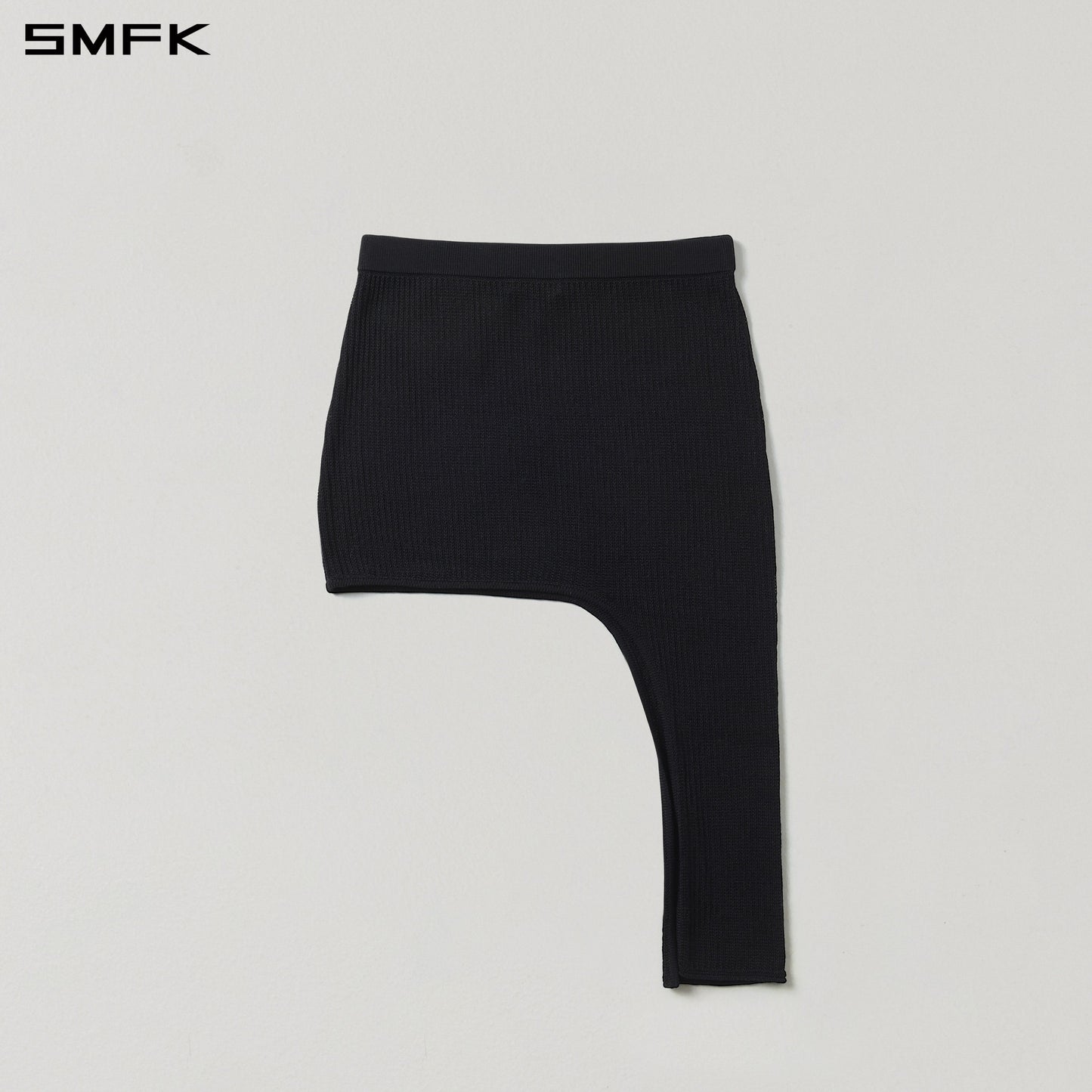 SMFK Myth Aeolus Asymmetry Knit Evening Short Dress Tencel+Silk Wild Black