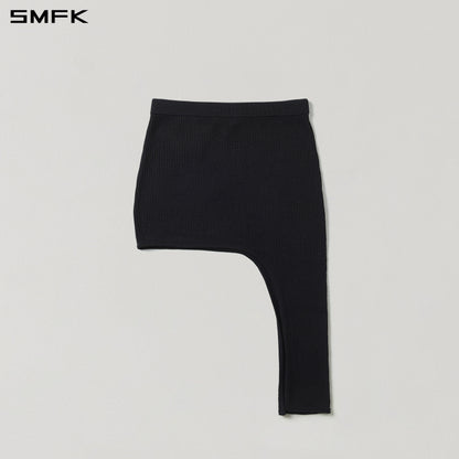 SMFK Myth Aeolus Asymmetry Knit Evening Short Dress Tencel+Silk Wild Black