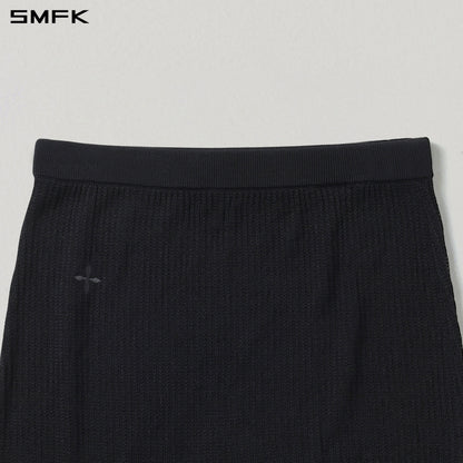 SMFK Myth Aeolus Asymmetry Knit Evening Short Dress Tencel+Silk Wild Black