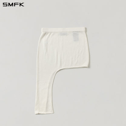 SMFK Myth Aeolus Asymmetry Knit Evening Short Dress Tencel+Silk Cloud White