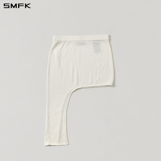 SMFK Myth Aeolus Asymmetry Knit Evening Short Dress Tencel+Silk Cloud White