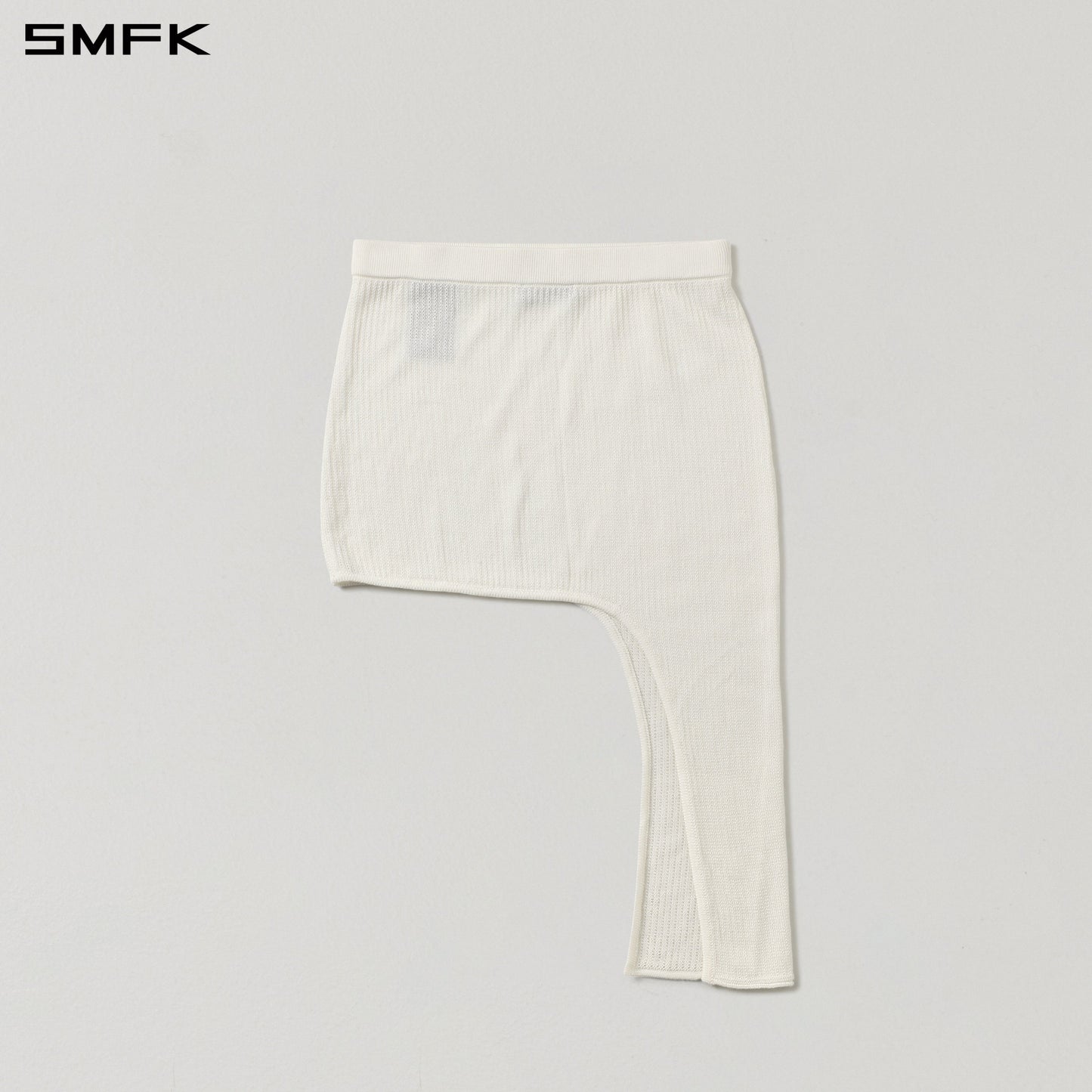 SMFK Myth Aeolus Asymmetry Knit Evening Short Dress Tencel+Silk Cloud White
