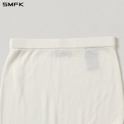 SMFK Myth Aeolus Asymmetry Knit Evening Short Dress Tencel+Silk Cloud White