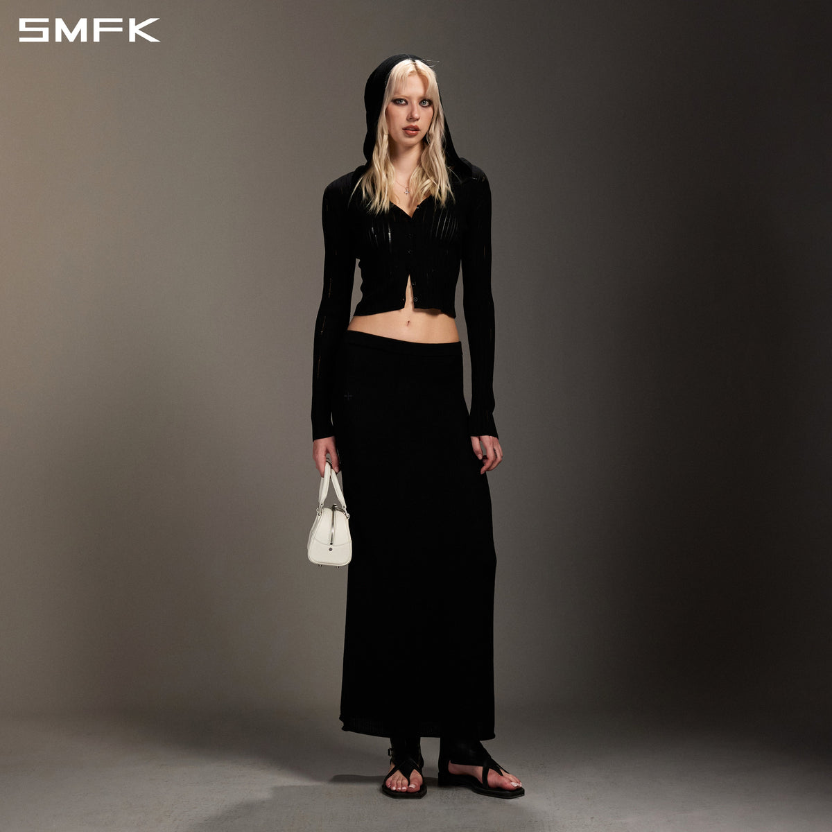 SMFK Myth Seer Strt Knit Long Dress Tencel+Silk Wild Black