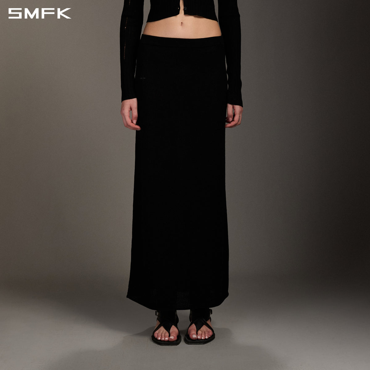 SMFK Myth Seer Strt Knit Long Dress Tencel+Silk Wild Black