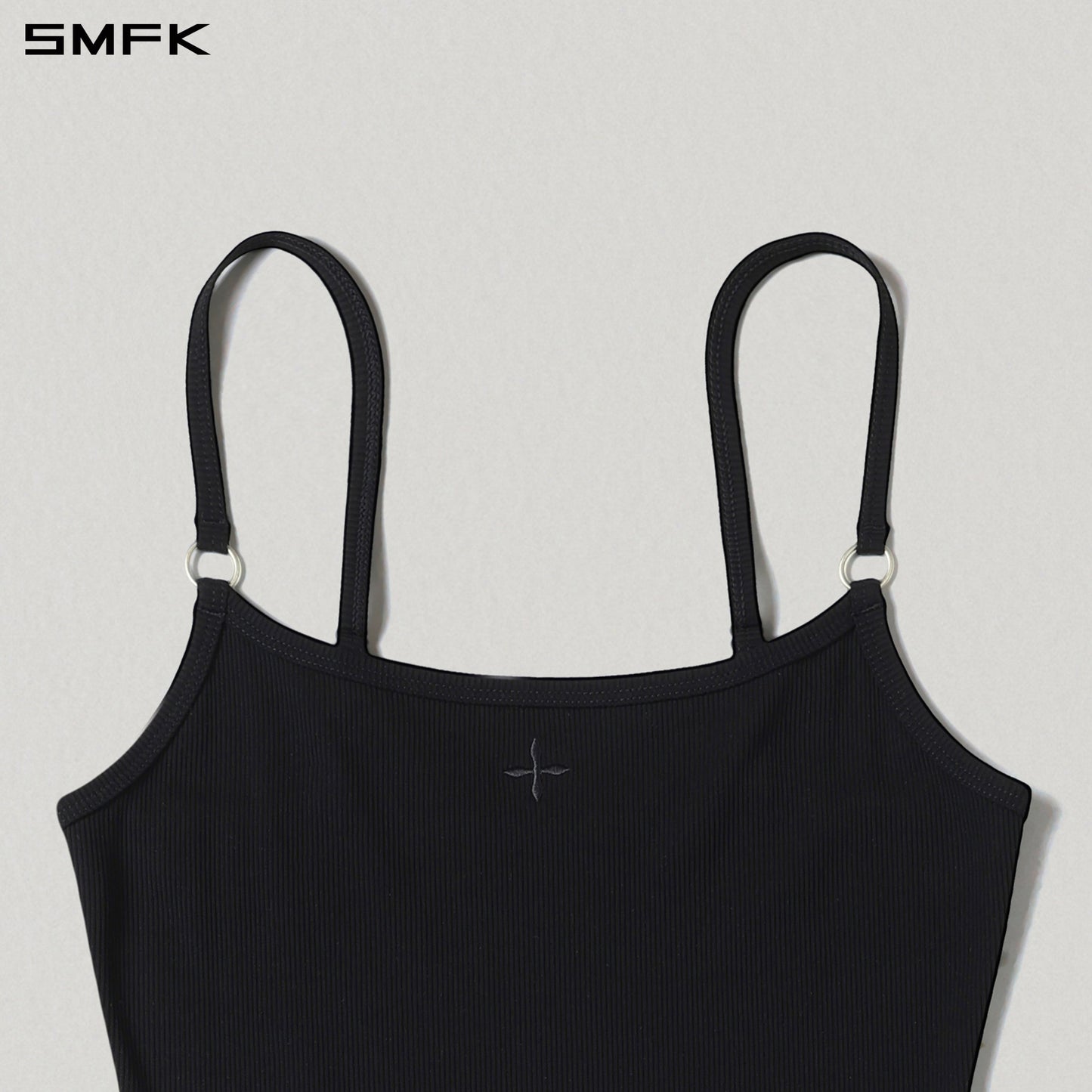 SMFK Vintage Nomadic Silk Camisole Long Dress Silk+Cotton Wild Black