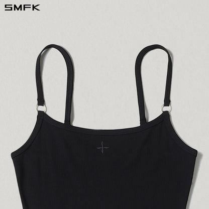 SMFK Vintage Nomadic Silk Camisole Long Dress Silk+Cotton Wild Black