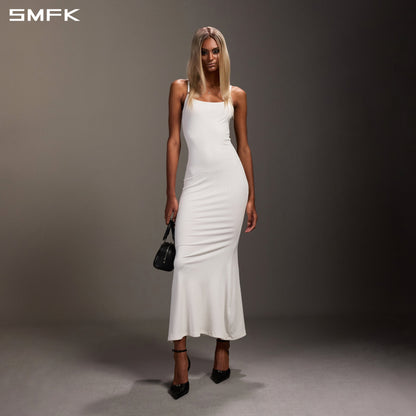 SMFK Vintage Nomadic Silk Camisole Long Dress Silk+Cotton Cloud White