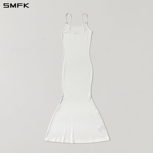 SMFK Vintage Nomadic Silk Camisole Long Dress Silk+Cotton Cloud White