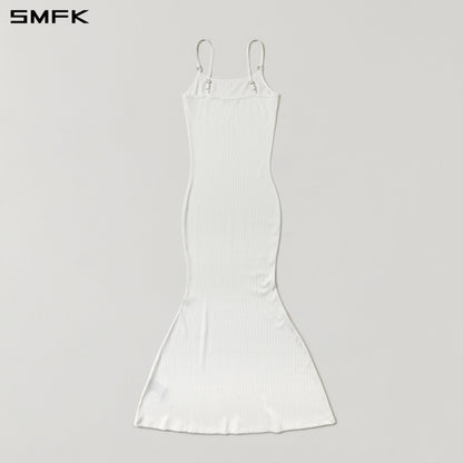 SMFK Vintage Nomadic Silk Camisole Long Dress Silk+Cotton Cloud White
