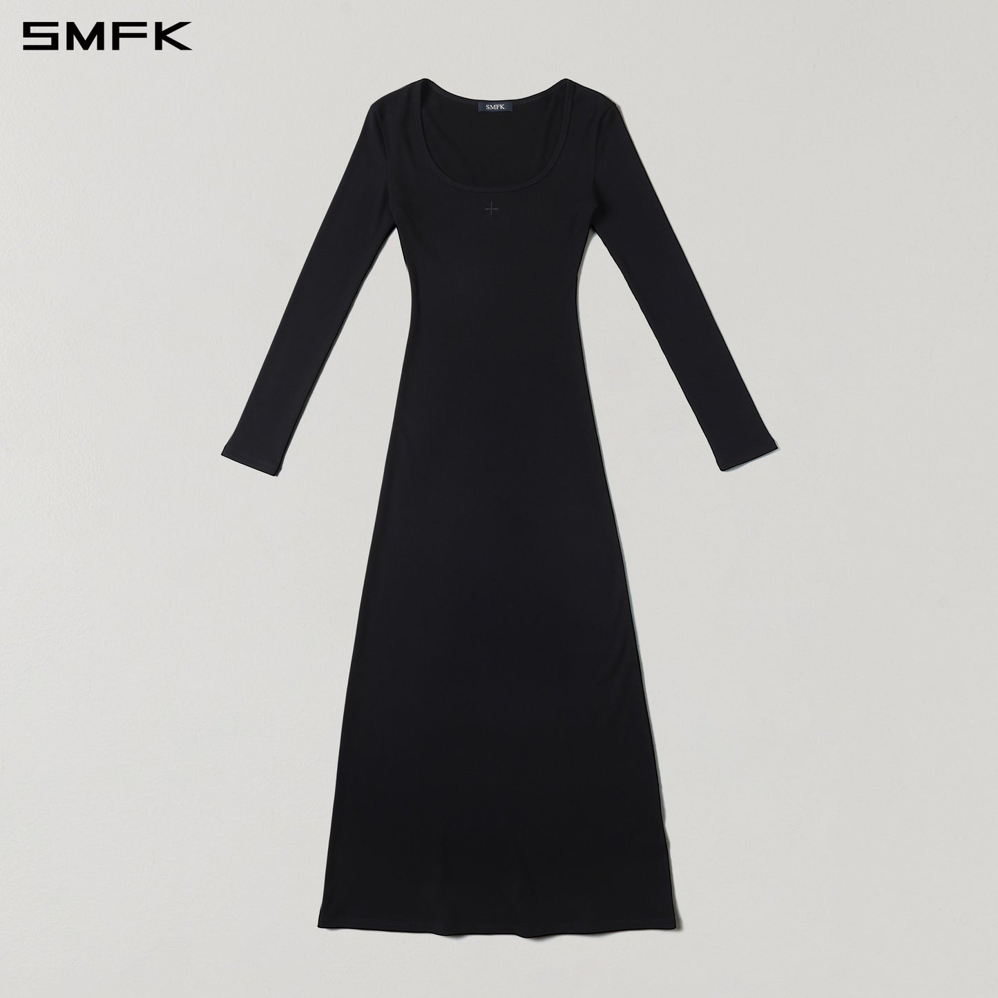 SMFK Vintage Nomadic Silk Long Dress Silk+Cotton Wild Black
