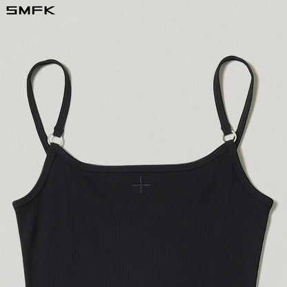 SMFK Vintage Nomadic Silk Asymmetry Camisole Dress Silk+Cotton Wild Black