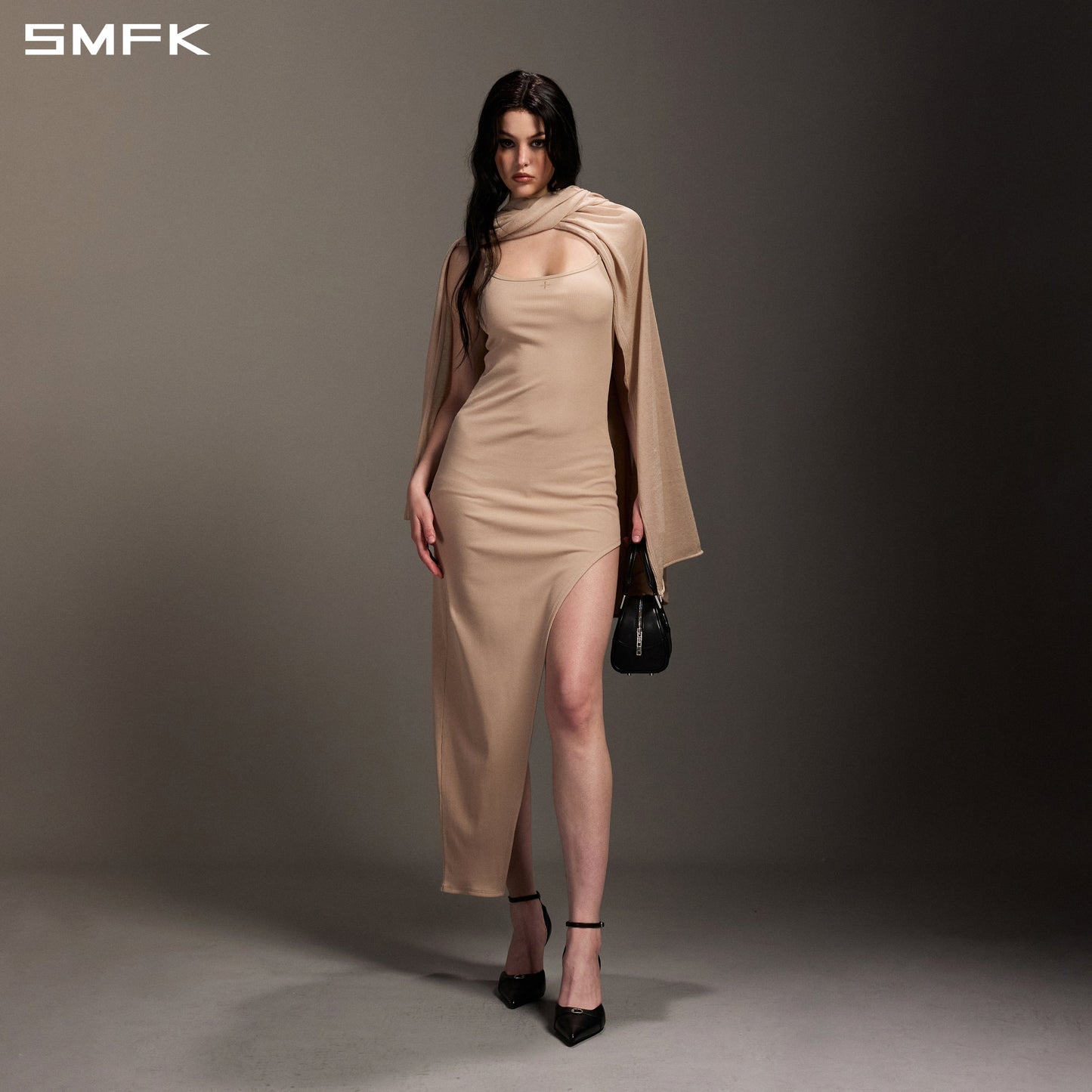 SMFK Vintage Nomadic Silk Asymmetry Camisole Dress Silk+Cotton Fresh Skin