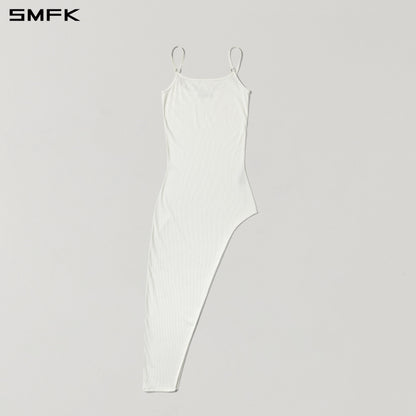 SMFK Vintage Nomadic Silk Asymmetry Camisole Dress Silk+Cotton Cloud White