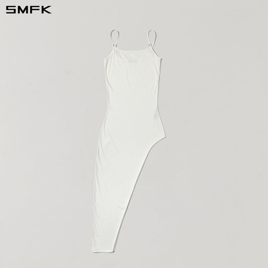 SMFK Vintage Nomadic Silk Asymmetry Camisole Dress Silk+Cotton Cloud White