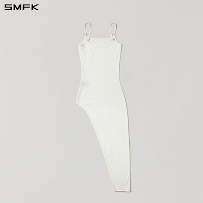 SMFK Vintage Nomadic Silk Asymmetry Camisole Dress Silk+Cotton Cloud White