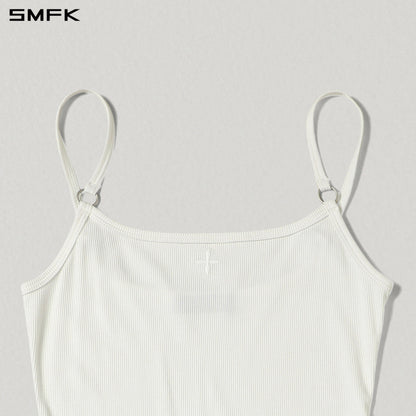 SMFK Vintage Nomadic Silk Asymmetry Camisole Dress Silk+Cotton Cloud White