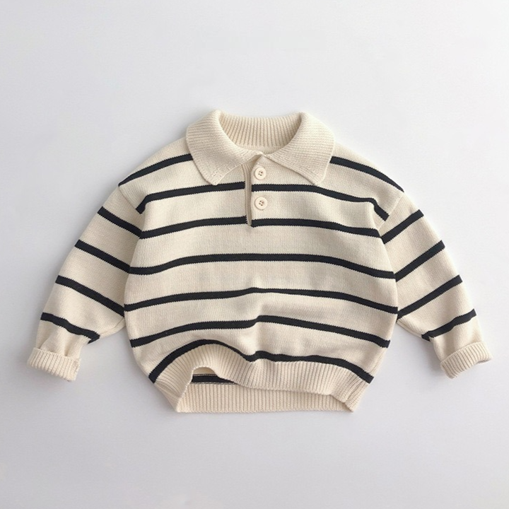 WD Striped Pullover Polo Knit Sweater