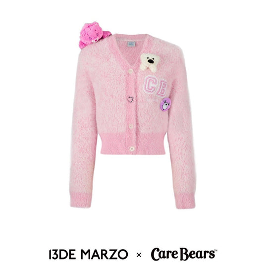 13DE MARZO x CARE BEARS Heart Button Mohair Cardigan Cameo Pink