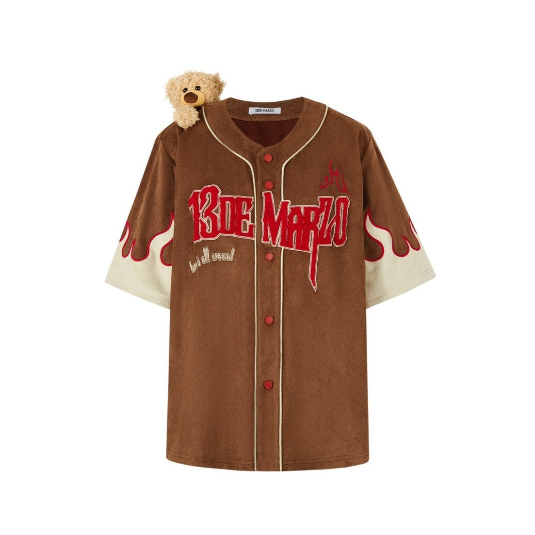 13DE MARZO Flame Baseball Shirt Ganache