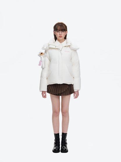 13DE MARZO Unicorn Bear Puffer Jacket White