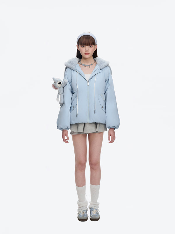 13DE MARZO Elephant Bear Puffer Jacket Blue