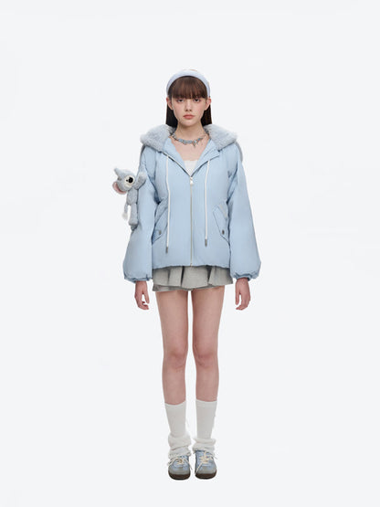 13DE MARZO Elephant Bear Puffer Jacket Blue