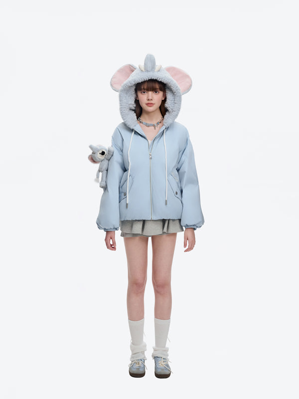 13DE MARZO Elephant Bear Puffer Jacket Blue