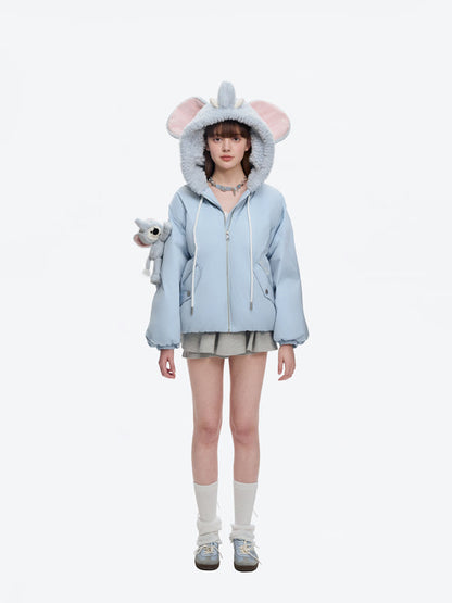 13DE MARZO Elephant Bear Puffer Jacket Blue