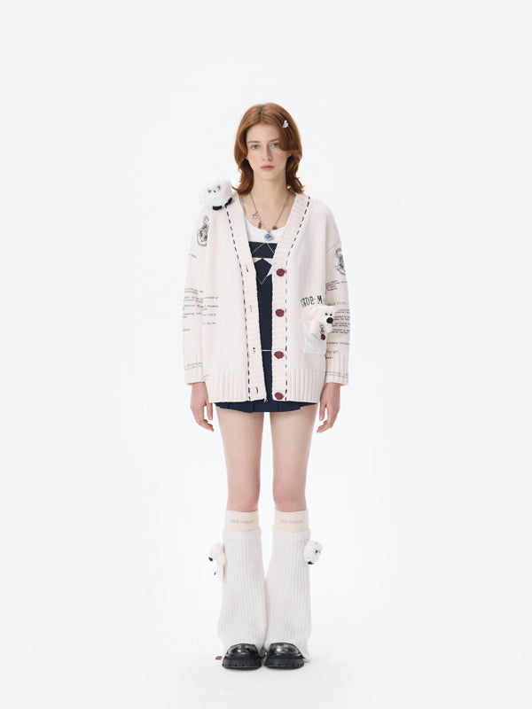 Harry Potter × 13DE MARZO Hedwig Hogwarts Offer Cardigan Beige