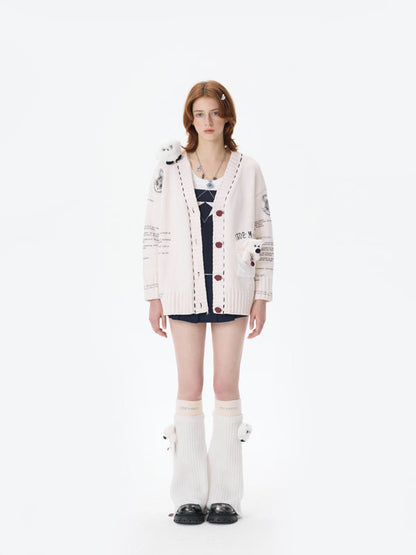 Harry Potter × 13DE MARZO Hedwig Hogwarts Offer Cardigan Beige