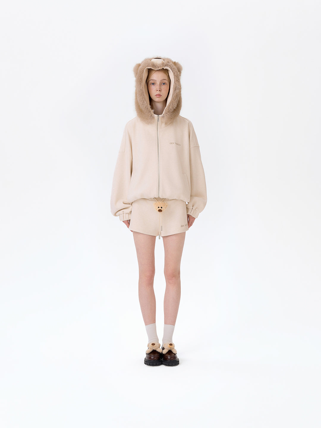 13DE MARZO Doozoo Zipper Hoodie Beige